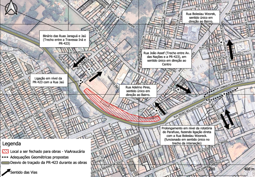 Atenção para desvio de obra da Via Araucária na PR-423 a partir de 28 de março